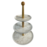 Etagère Bamboe Wit / Goud 3-laags -  Marmer design