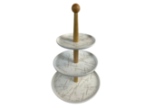 Etagère Bamboe Wit / Goud 3-laags -  Marmer design