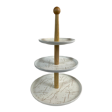 Etagère Bamboe Wit / Goud 3-laags -  Marmer design