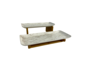 Schalenset Bamboe Wit / Zilver 2-laags -  Marmer design