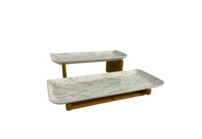 Schalenset Bamboe Wit / Zilver 2-laags -  Marmer design