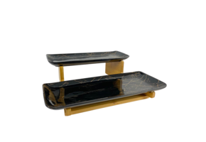 Schalenset Bamboe Zwart / Goud 2-laags -  Marmer design