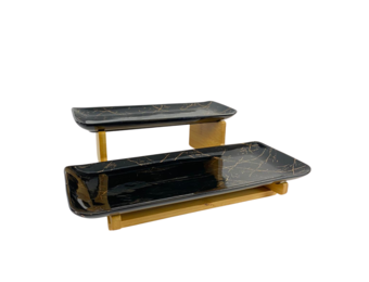 Schalenset Bamboe Zwart / Goud 2-laags -  Marmer design