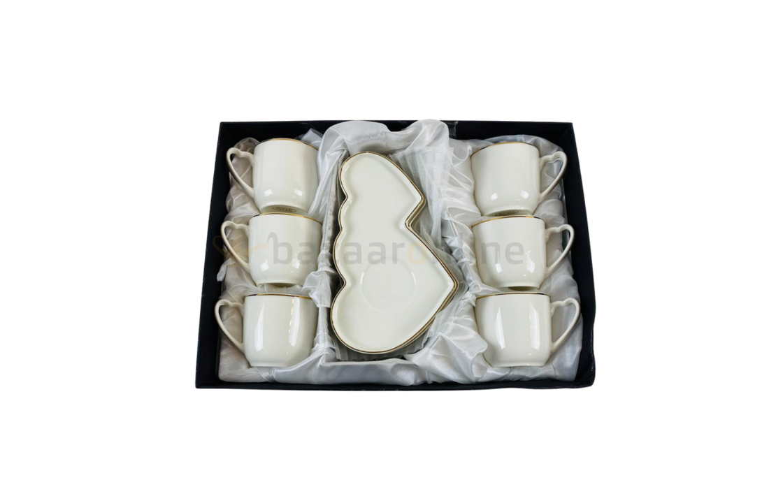 Koffieset - Hearts - Wit / Goud