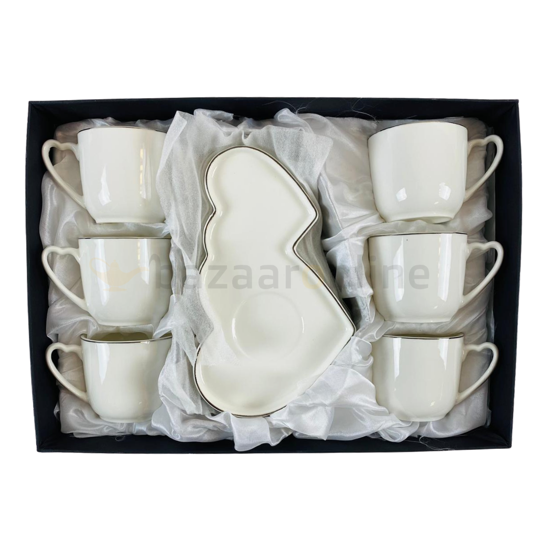 Koffieset - Hearts  - Wit / Zilver