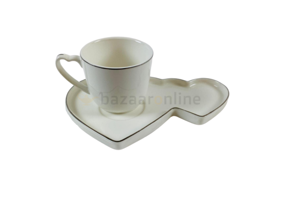 Koffieset - Hearts  - Wit / Zilver