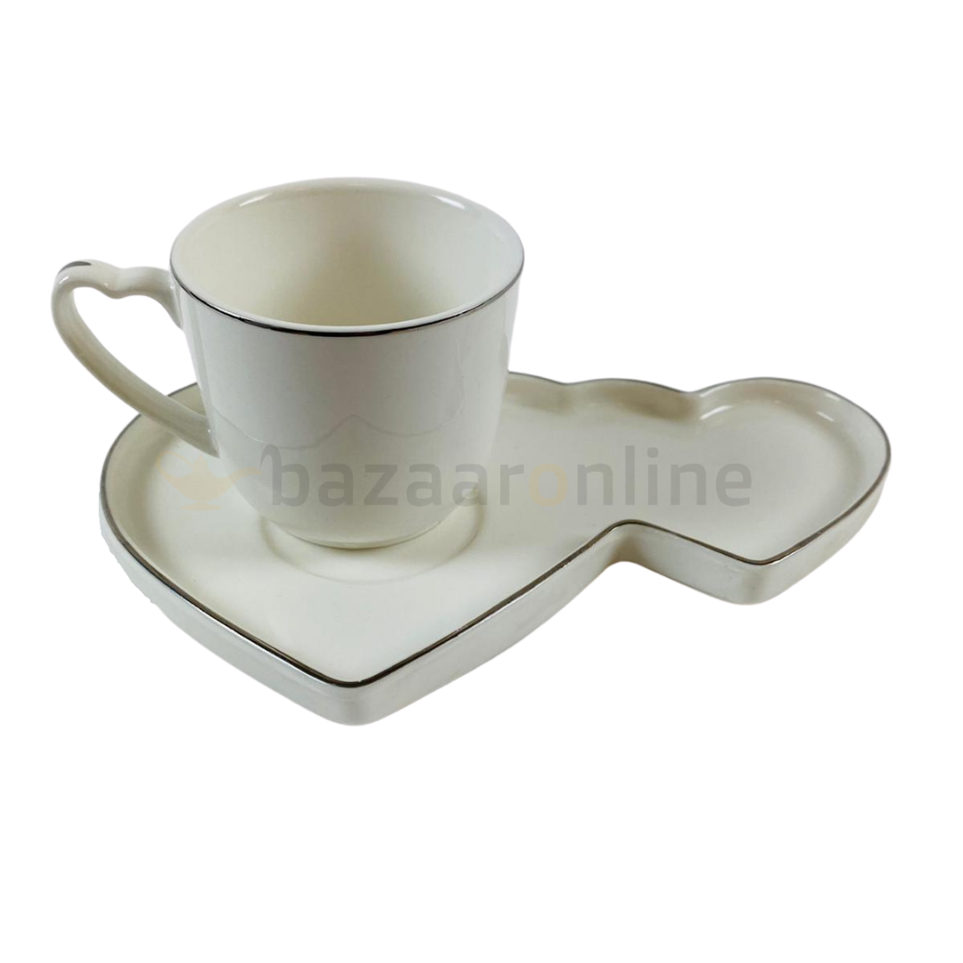 Koffieset - Hearts  - Wit / Zilver