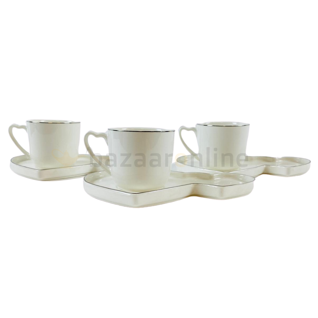 Koffieset - Hearts  - Wit / Zilver