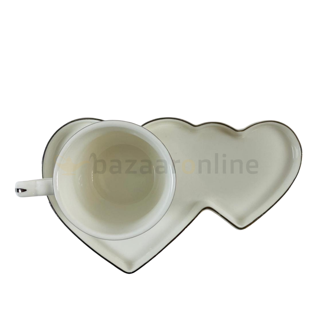 Koffieset - Hearts  - Wit / Zilver