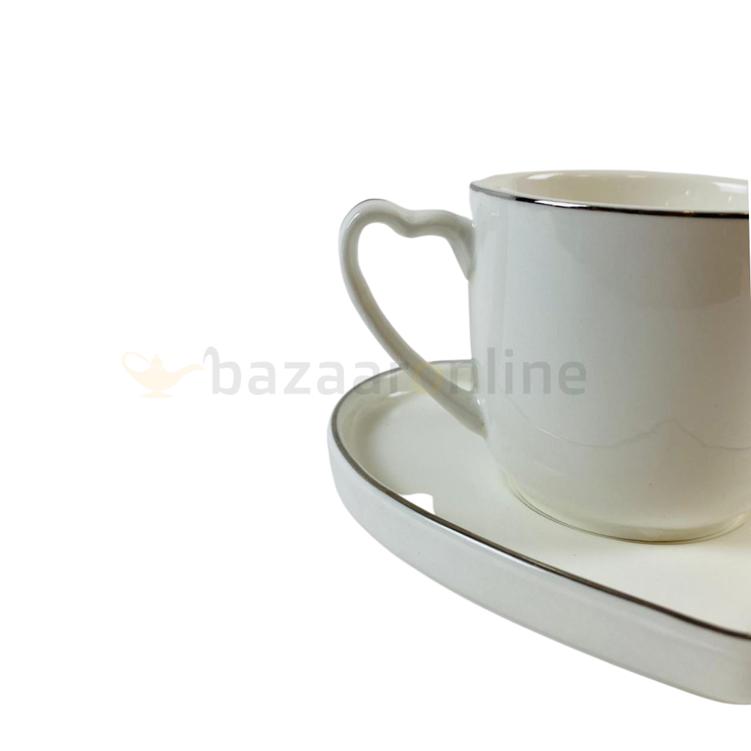 Koffieset - Hearts  - Wit / Zilver