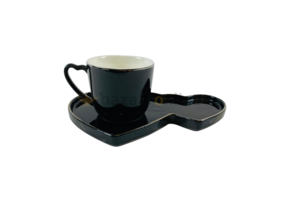 Koffieset - Hearts  - Zwart / Zilver