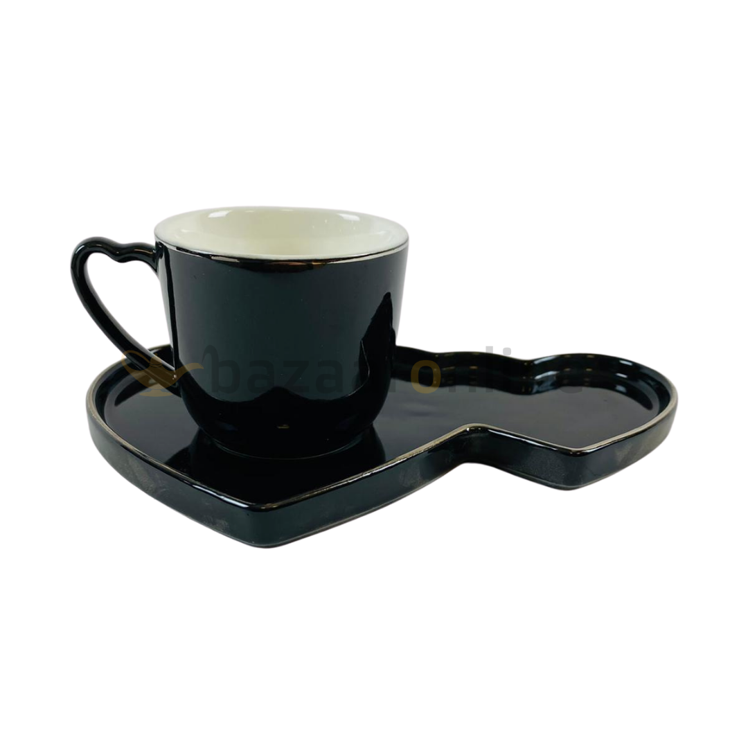 Koffieset - Hearts - Zwart / Zilver