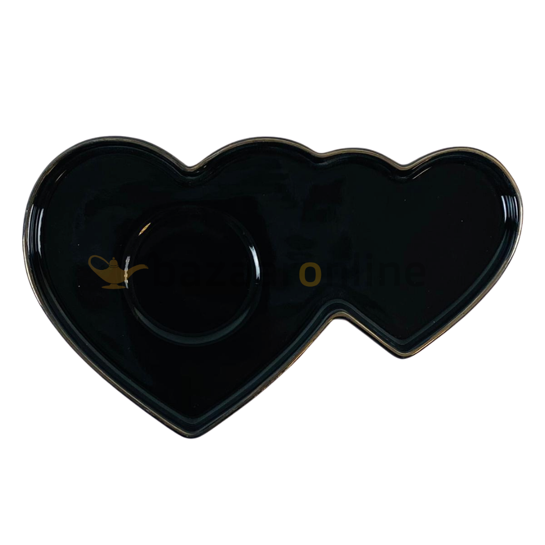 Koffieset - Hearts - Zwart / Zilver