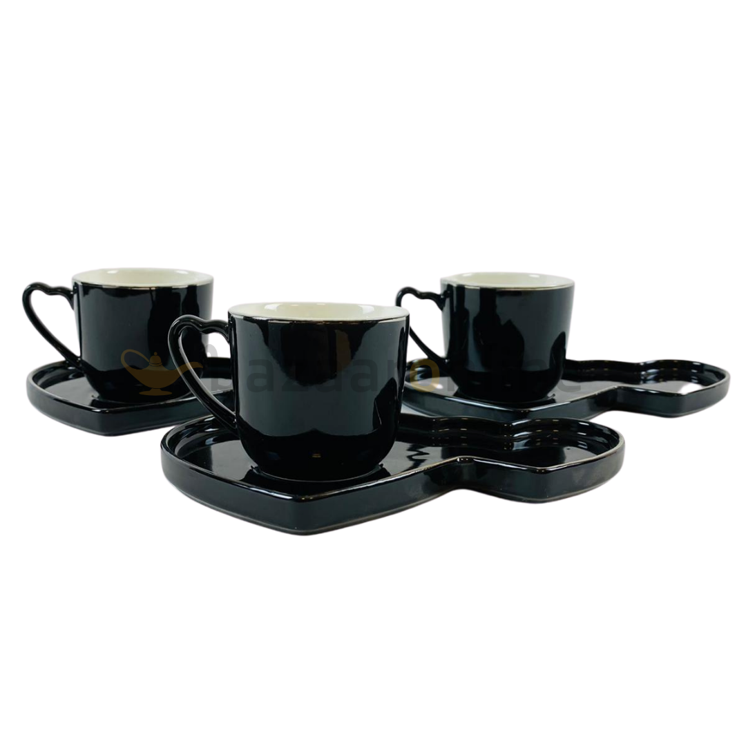 Koffieset - Hearts - Zwart / Zilver