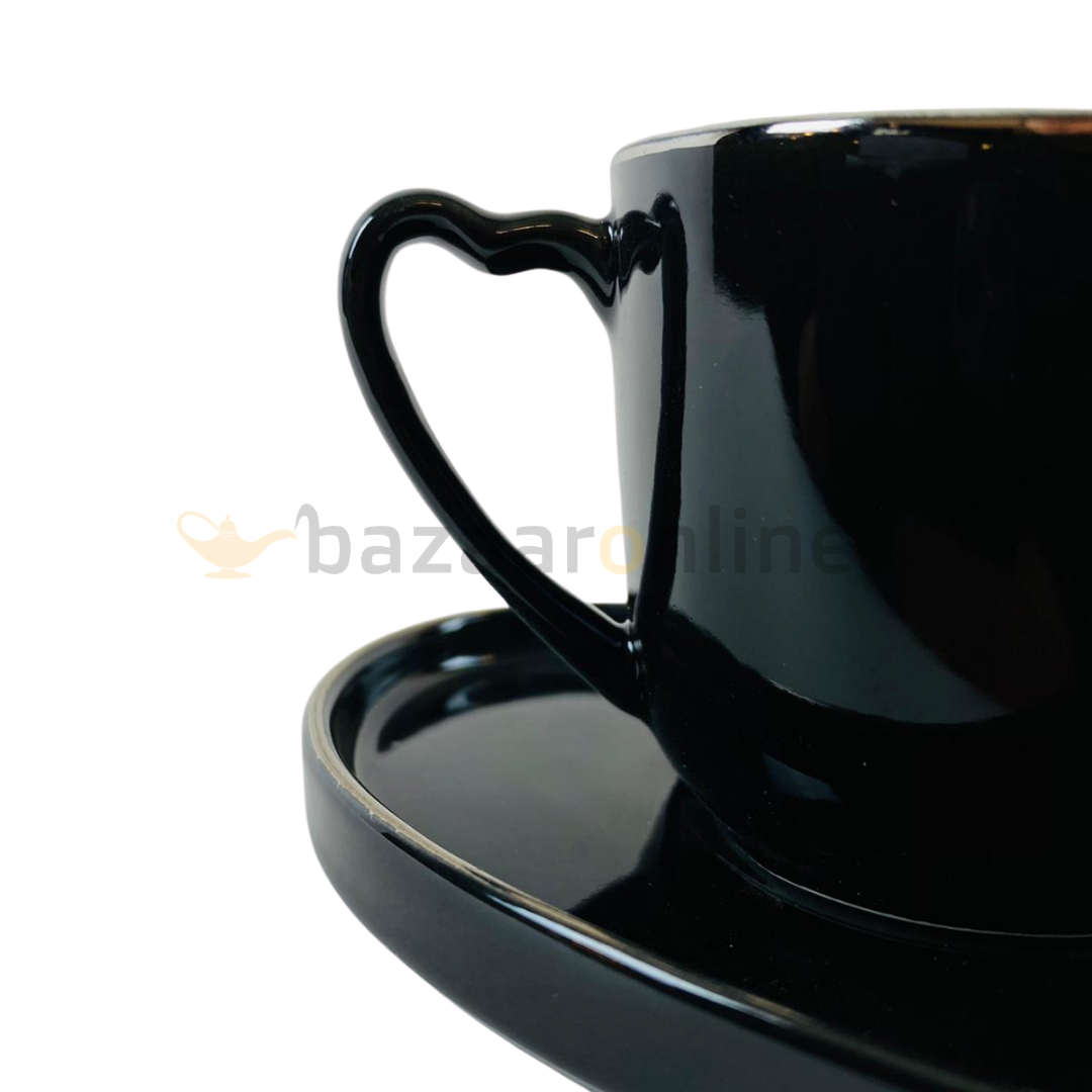 Koffieset - Hearts - Zwart / Zilver