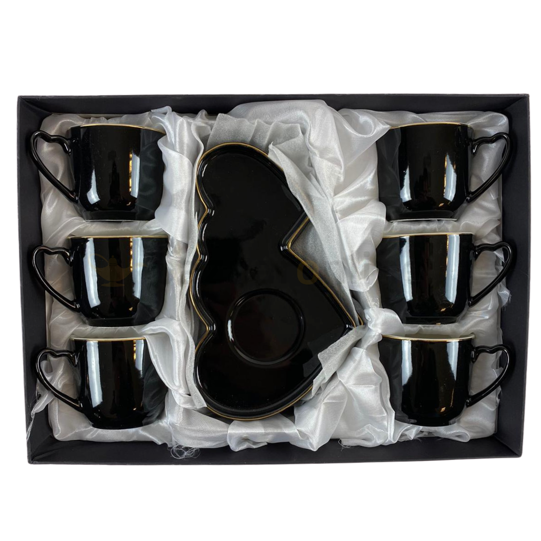 Koffieset - Hearts - Zwart / Zilver