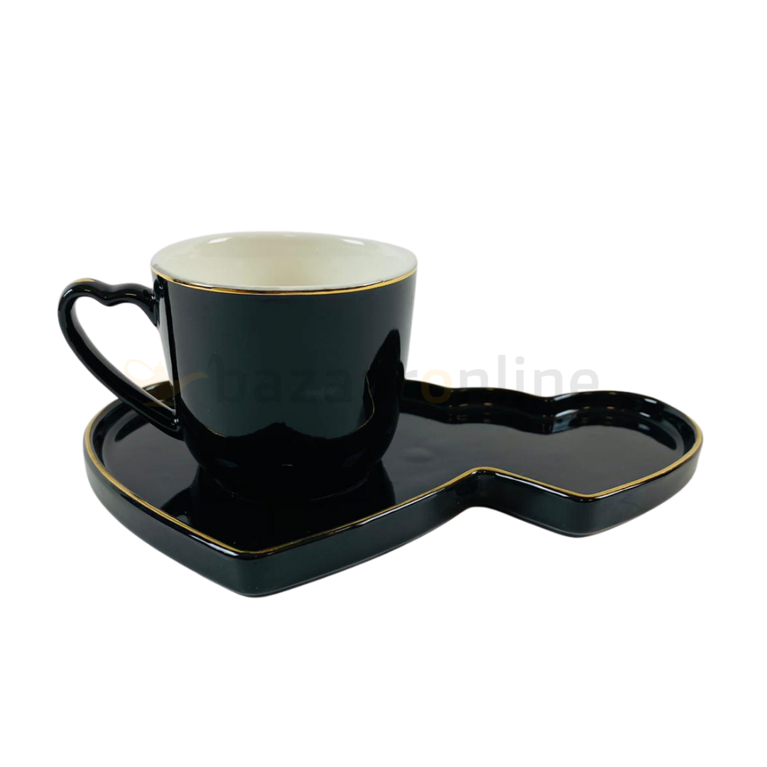 Koffieset - Hearts - Zwart / Goud