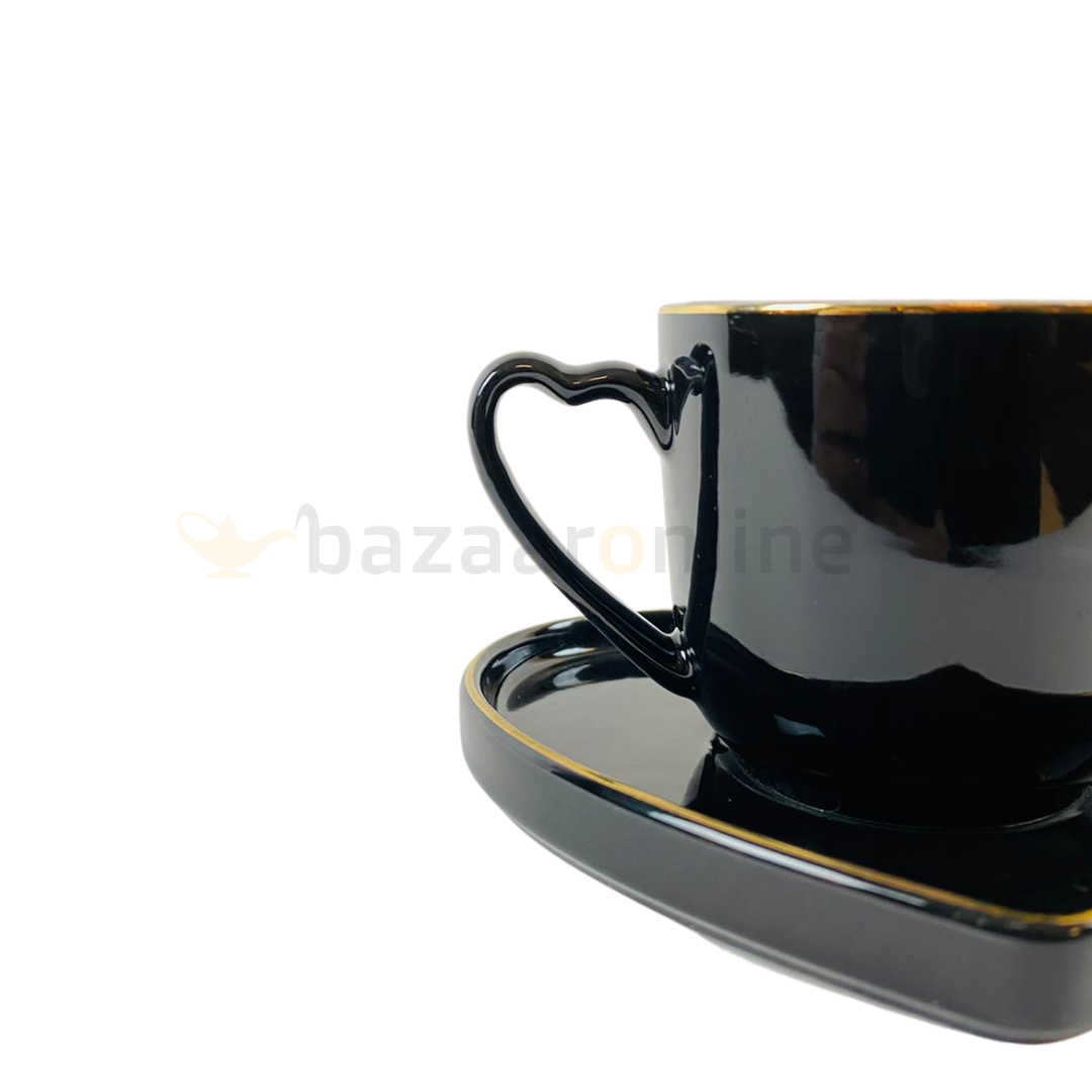 Koffieset - Hearts - Zwart / Goud