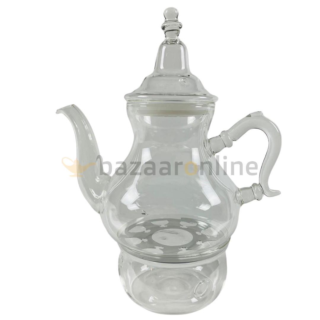 Theepot glas 0.8 liter - met theelichthouder- hittebestendig