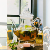 Theepot glas 1.4 liter - met theelichthouder- hittebestendig