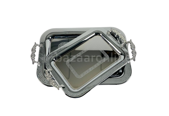 Dienblad Nador - Oosters dienblad -  Set van 2 - Zilver