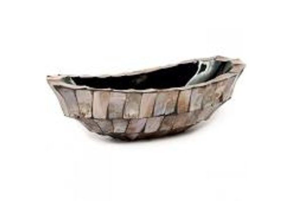 Bowl Mother of Pearl L46 B20 H13 cm - Bruin - Schelpenvaas