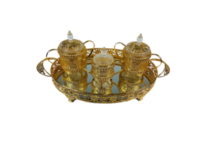 Dienblad Royal - 4 delig - incl suikerpotten - Goud