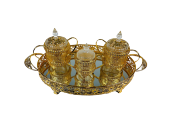 Dienblad Royal - 4 delig - incl suikerpotten - Goud