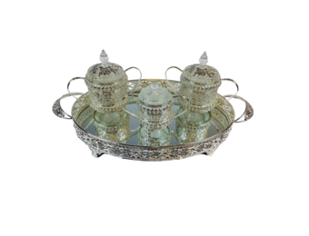 Dienblad Royal - 4 delig - incl suikerpotten - Zilver