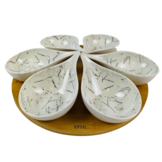 Schalenset - Bamboe - 7 delen - Zilver - Marmer look