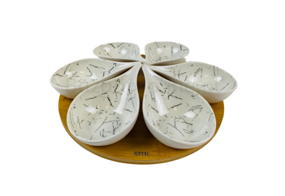 Schalenset - Bamboe -  7 delen - Zilver - Marmer look