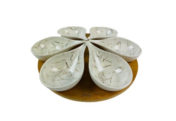 Schalenset - Bamboe -  7 delen - Goud - Marmer look