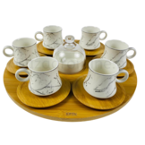 Koffieset - Bamboe -  15 delig - Zilver - Marmer look