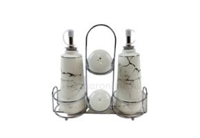 Specerijenset voor olie, azijn, peper en zout - zilver - marmer design