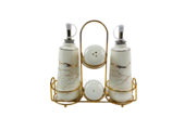 Specerijenset voor olie, azijn, peper en zout - goud - marmer design