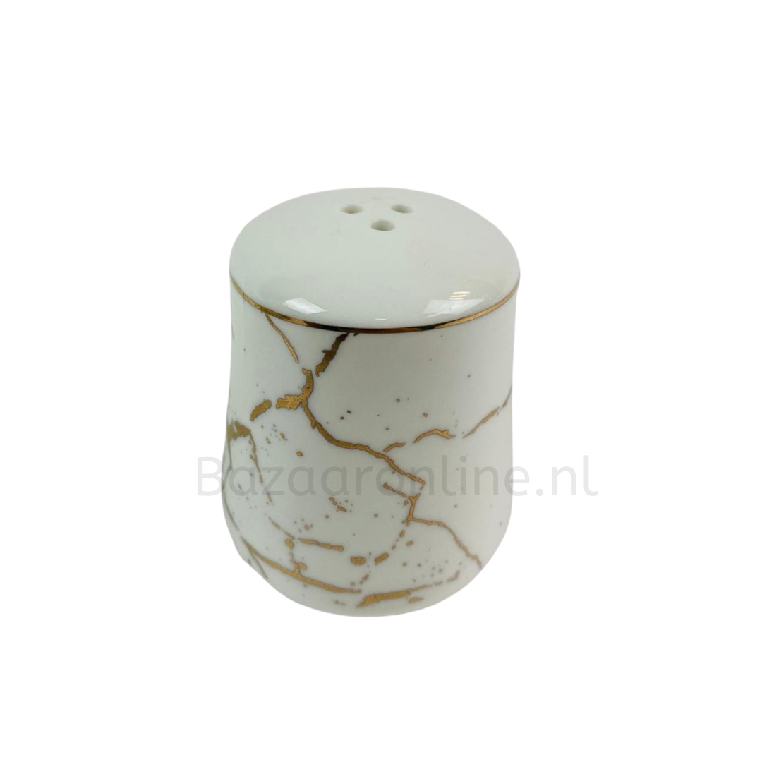 Specerijenset voor olie, azijn, peper en zout - goud - marmer design