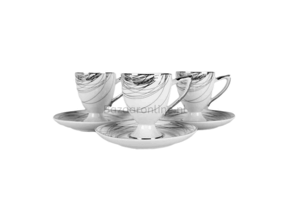 Koffieset - Stripes - Wit / Zilver