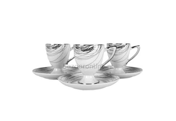 Koffieset - Stripes - Wit / Zilver