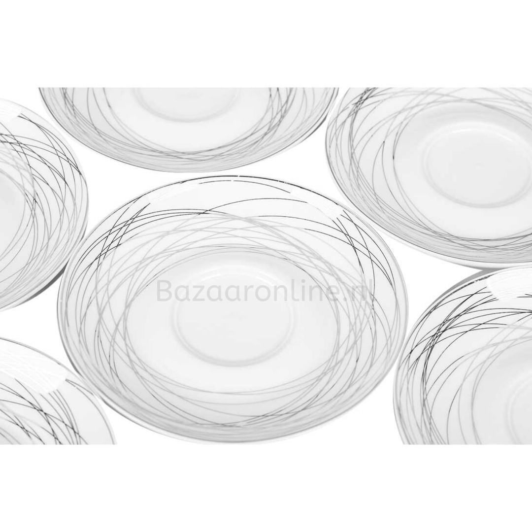 Koffieset - Stripes - Wit / Zilver