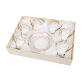 Koffieset - Stripes - Wit / Goud