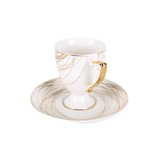 Koffieset - Stripes - Wit / Goud