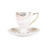 Koffieset - Stripes - Wit / Goud