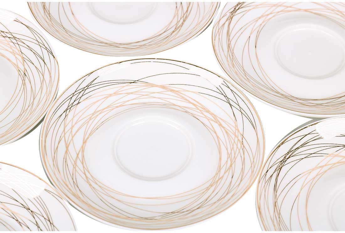 Koffieset - Stripes - Wit / Goud