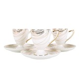 Koffieset - Stripes - Wit / Goud