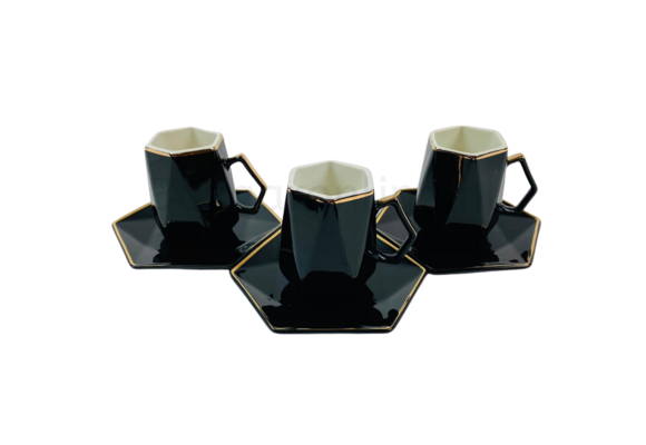 Koffieset - Marion  - Zwart / Goud