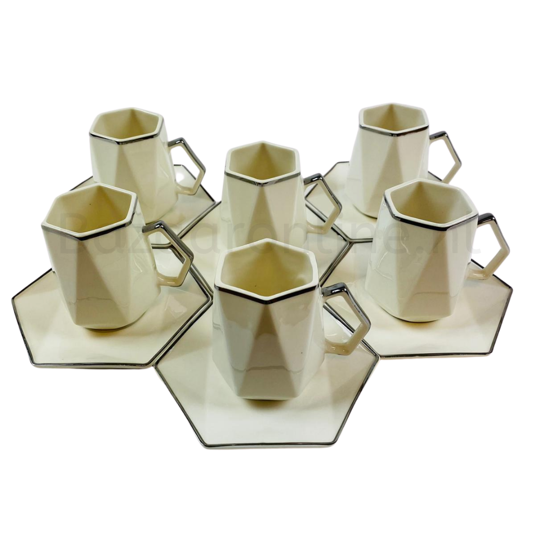 Koffieset - Marion - Wit / Zilver