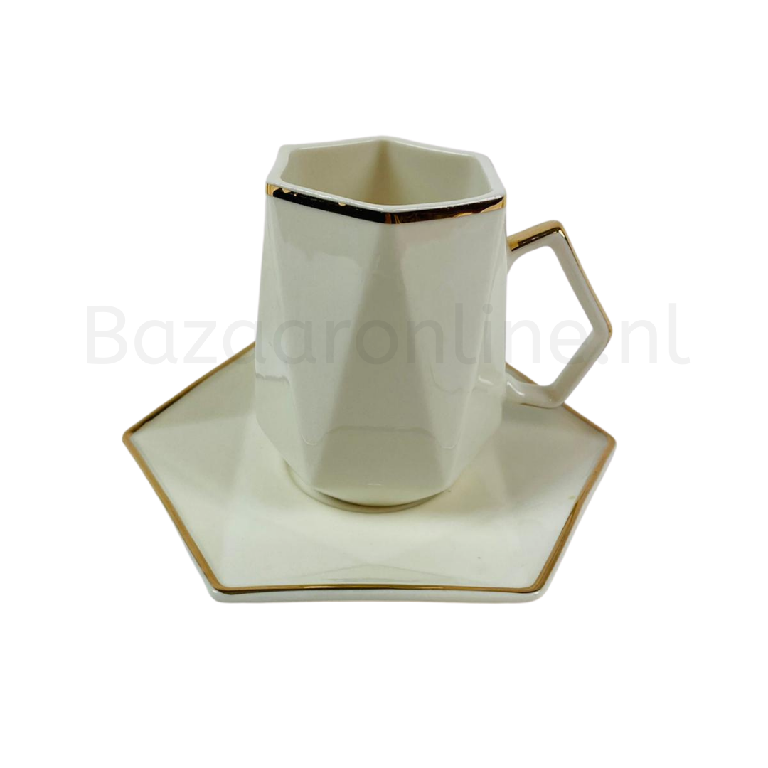 Koffieset - Marion  - Wit / Goud