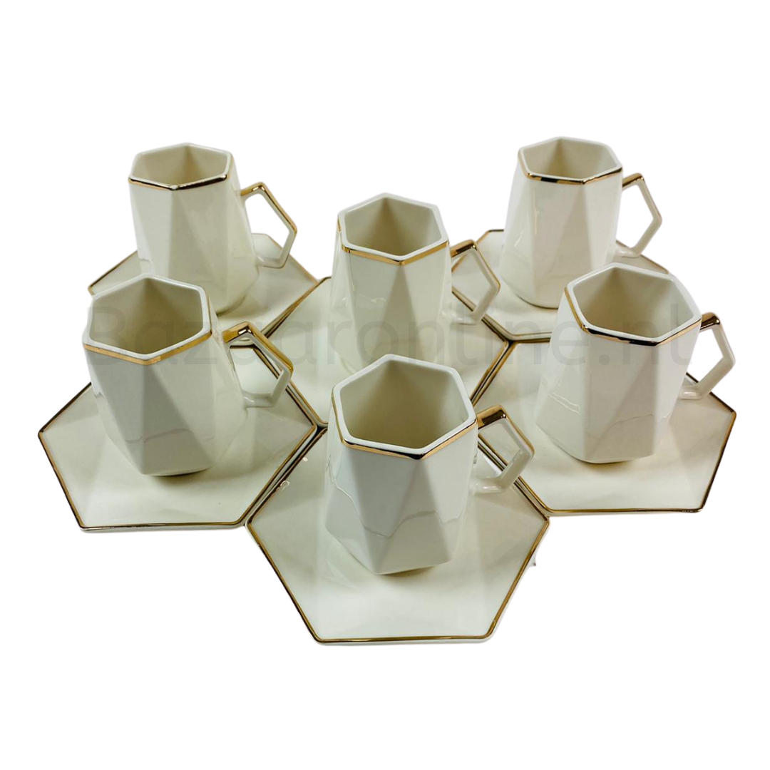 Koffieset - Marion  - Wit / Goud