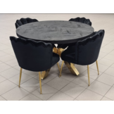 Eettafel Black Bonito Rond 130 cm Goud - visgraat look