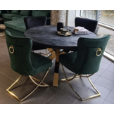 Eettafel Black Bonito Rond 130 cm Goud - visgraat look